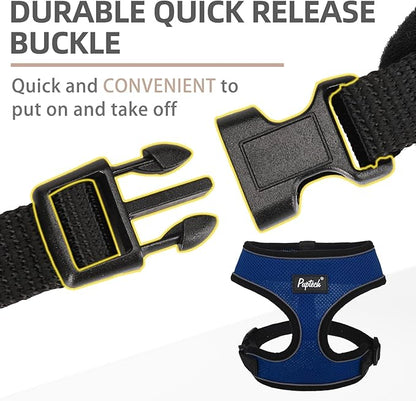PUPTECK Soft Mesh Dog Harness and Leash Set Pet Puppy Cat Comfort Padded Vest No Pull Harnesses, Solid NavyBlue, XS