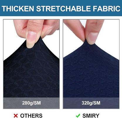 Smiry Waterproof Seat Covers for Dining Room Chairs Set of 6, Stretch Jacquard Removable Washable Chair Seat Slipcovers Protector, No Rear Covers, Federal Blue