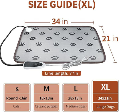 GOLOPET Large Dog Heating Pad 34x21in with Smart Thermostat Switch and Power Line Protection Tube,Obtained MET and UL Dual Certification,Waterproof Pet Heating pad, Suitable for Dogs of All Ages