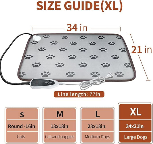 GOLOPET Large Dog Heating Pad 34x21in with Smart Thermostat Switch and Power Line Protection Tube,Obtained MET and UL Dual Certification,Waterproof Pet Heating pad, Suitable for Dogs of All Ages