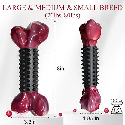 Apasiri 3-Pack Tough Dog Toys for Aggressive Chewers: Bacon Flavored Long Lasting Dog Bones for Large Dogs, Heavy Duty Nylon & Rubber Dog Chew Toys to Keep Them Busy, Medium & Large Breed, Black