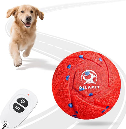 Smart Interactive Dog Toy Ball - Automatic Bouncing & Rolling, Chew-Resistant E-TPU Material, 3 Interactive Modes, IPX7 Waterproof, Smart Chase Pet Toy Ball for Medium and Large Dogs (Red)