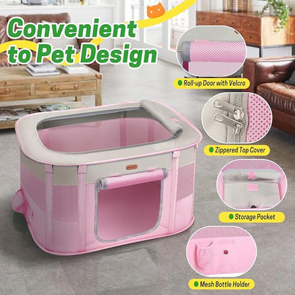 Seiyierr Foldable Pet Playpen - Cat & Puppy Playpen, Travel Dog Crate with Carrying Case, Cat Tent Dog Pen for Outdoor Camping Use