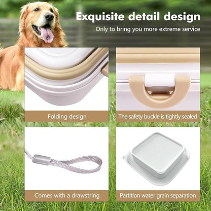 Collapsible Dog Bowls, Travel Food and Water Double Bowl for Cats & Dogs, 2-in-1 Portable BPA-Free Feeding Solution, Perfect for Traveling, Camping & Walking (L/ 100oz)