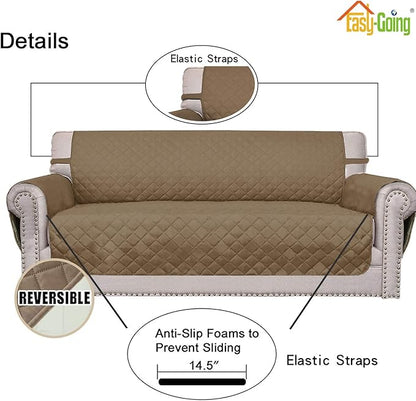 Easy-Going Chair Sofa Slipcover Reversible Sofa Cover Water Resistant Couch Cover Furniture Protector Cover with Elastic Straps for Pets Kids Children Dog Cat (Chair, Camel/Ivory)