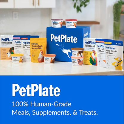 PetPlate Up to Fluff Soft Chews for Dogs, Skin & Coat Support, USDA Organic Supplement, Grain-Free, Human-Grade, Includes Salmon Oil and Biotin, Pet Supplies (Pack of 1, 9.8 Ounce)