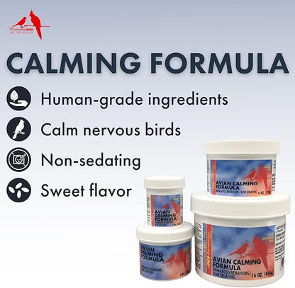 Morning Bird Mood Food (Avian Calming Formula), Non-Sedating Anxiety & Stress Relief Powder for Nervous Birds or Unwanted Behaviors, 6 oz