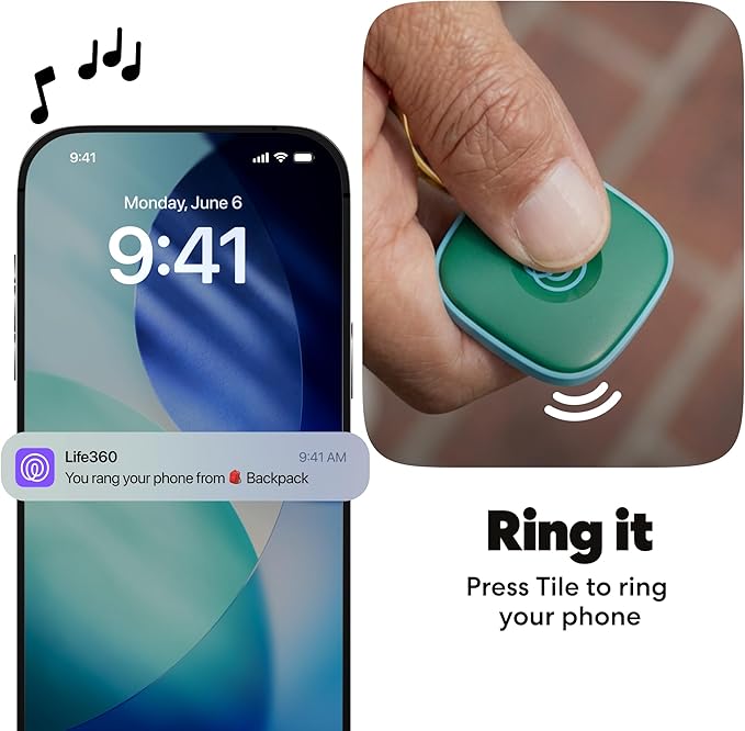 Life360 Tile - Bluetooth Tracker, Keys Finder and Item Locator for Keys, Bags and More. Phone Finder. Both iOS and Android Compatible. 1-Pack (Green Surf)