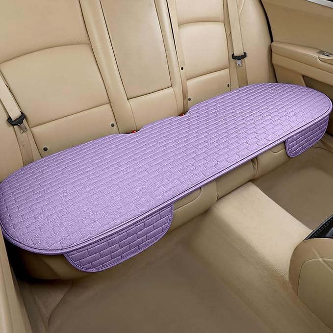 Little Purple Back Seat Cover, Car Back Seat Cover for Cars Truck SUV, Rear Seat Covers with Storage Pocket, Linen Bottom Backseat Cover for Most Vehicles(Little Purple-Back Seat)