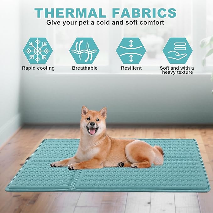 GOLOPET Cat Heating Pad - 18x18 Inch Waterproof Heated Cat Bed with Smart Thermostat Switch and Plush Fabric Cover Blue