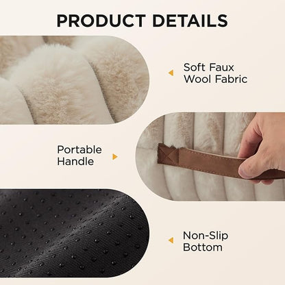 Joydeco Cat Couch for Pets, 24 inch Plush Pet Sofa, Cat Bed for Indoor Cats with Removable Washable Cover, Supportive Pet Sofa, Cream