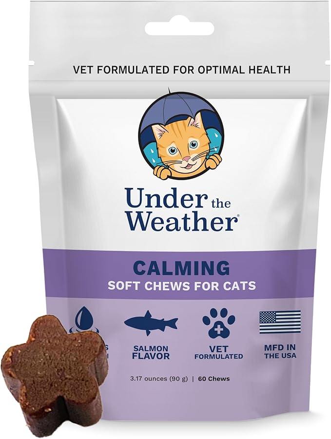 Under the Weather Pets | Natural Calming for Cats, 60 Soft Chews |áIngredients Include Thiamine, Normal Nervous System Function | L-Theanine Relaxation, Sleep | L-Tryptophan an Converted to Serotonin