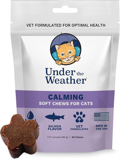 Under the Weather Pets | Natural Calming for Cats, 60 Soft Chews |áIngredients Include Thiamine, Normal Nervous System Function | L-Theanine Relaxation, Sleep | L-Tryptophan an Converted to Serotonin