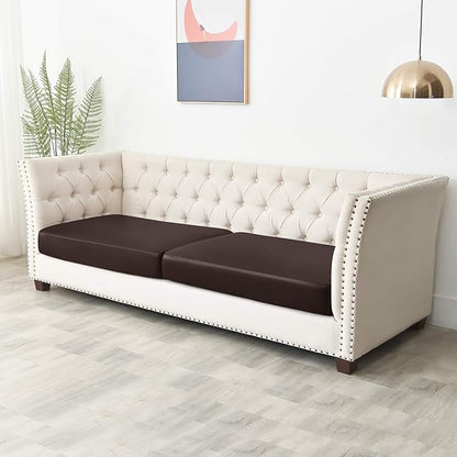 Yates Home PU Leather Couch Sofa Cushion Slipcover Water-Proof Elastic Chair RV Seat Covers Loveseat Sofa Furniture Protector Slip Cover for Settee Seater Replacement Living Room（2 Pieces, Chocolate）