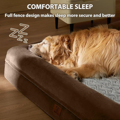 WNPETHOME Giant Dog Bed, Washable Dog Couch with Removable Waterproof Cover, Orthopedic Large Pet Sofa Bed with Bolster Sides for Sleeping