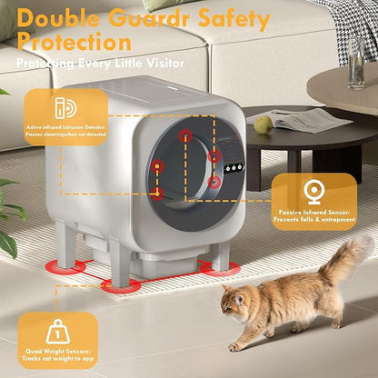 2025 Automatic Litter Box Self Cleaning,Self Cleaning Litter Box for Multiple Cats, Smart App Control Dynamic Monitoring,75L Large Space Dual Safety Protection, Odor Control, 3–30LBS Cats