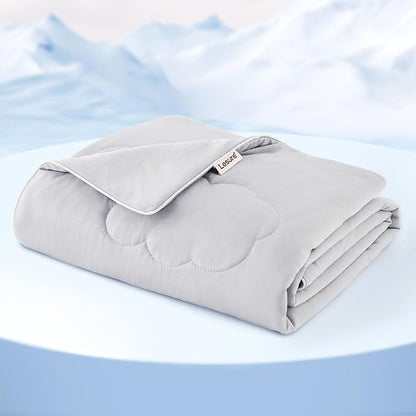 LE SURE Premium Cooling Blanket for Extra Large Dogs Washable - Breathable Pet Throw Blanket with Q-MAX>0.4 for Summer，Soft Cat Cooling Mat, Furniture Protector Bed Couch, Grey, 50x60