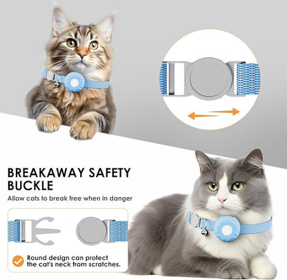 Cat GPS Tracker for Cats, Waterproof, Cat GPS Tracker Collar with Safety Elastic Buckle, Compatible with Apple Find My App (Only iOS), No Monthly Fee, Blue