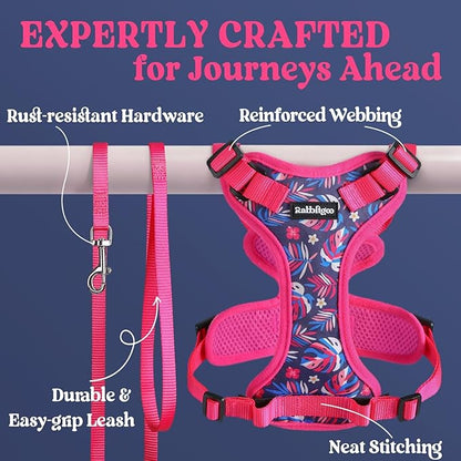 rabbitgoo Cat Harness and Leash for Walking, Escape Proof Soft Adjustable Vest Harnesses for Cats, Easy Control Breathable Reflective Strips Jacket, Coconut Fuchsia,S