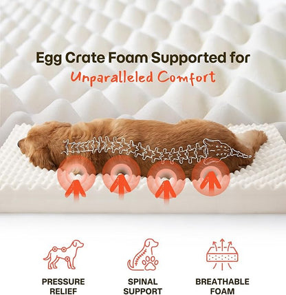 Dog Bed for Crate, Extra Large Cooling Mat for Dogs, Waterproof Dog Bed with Dual Surface Removable Washable Covers, 41 x 27 Inch Pet Bed with Egg Crate Foam