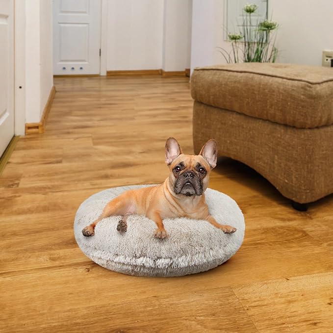 Bessie and Barnie - Luxury Extra Plush Faux Fur Bagel Pet/Dog Bed (Blondie, S)