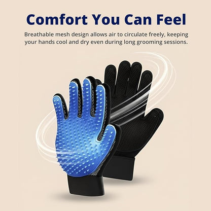 Silent Groom Pro Grooming Glove for Dogs, Cats, Rabbits & Horses | 2-in-1 Pet Brush & Deshedding Tool | Gentle Bathing & Cleaning for Long & Short Hair | Grooming Supplies for Pet Fur Control