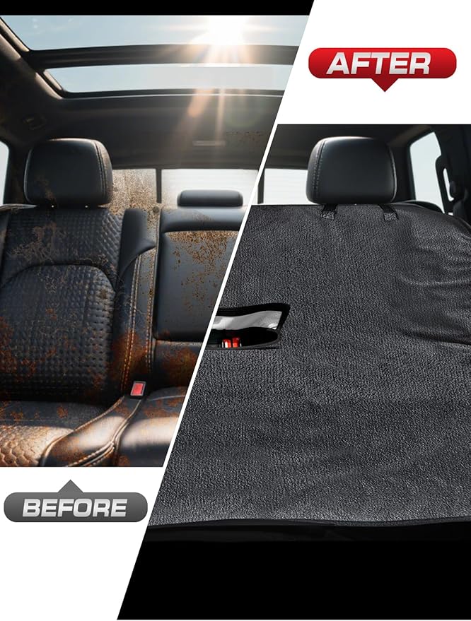 Car Seat Cover Towel, Waterproof Sweat Absorbent Back Seat Protector for Sedans SUVs & Minivans, Non-Slip Machine Washable Rear Bench Cover for Post-Gym, Beach, Pets & Kids (Gray)
