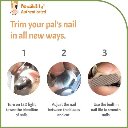 Pawsibility - Reinvented Pet Nail Clippers for Your Pal - [USB Rechargeable] - LED Light for Bloodline | Razor Sharp and Durable Blade | Vets Recommended Trimming Tool for Dogs and Cats - Green