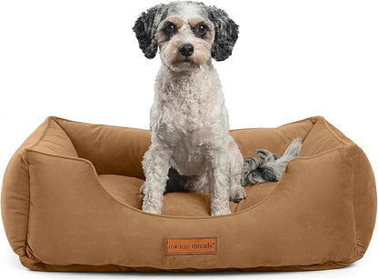Modern Threads Luxury Dog Bed - Comfortable Tufted Velvet Cushion for Small to Large Dogs - Machine Washable - Durable & Cute Sleep Space for Pets - Pamper Your Pet with Cozy Beds - Caramel