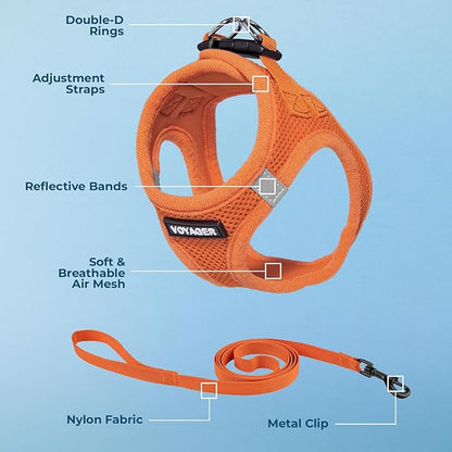 Voyager Step-in Pet Harness - All Weather Mesh, Adjustable Step in Harness for Cats and Dogs by Best Pet Supplies - 307S Orange, XS