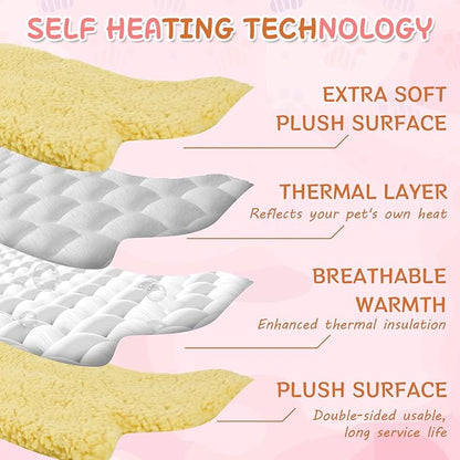 3 Pack Self Warming Pet Bed Leaf Shape Self Heating Cat Dog Mat Washable Thermal Sleeping Pad for Indoor Outdoor Hedgehog, Bunny, Sugar Glider, Rat, Chinchilla(Mixed Colors,Small-16 x20)