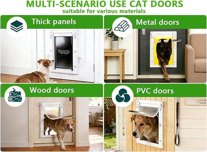 Pet Door Dog Door Easy Install - Wood & PVC Doors & Walls，Cat Door Free Movement & Strong Magnetic Auto-Close & Sliding Lock,Telescoping Frame,5 3/4" x 9 1/3" for Small Dogs Cats Up to 15 lb