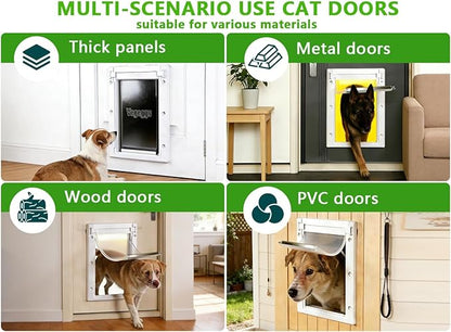 Pet Door Dog Door Easy Install - Wood & PVC Doors & Walls，Cat Door Free Movement & Strong Magnetic Auto-Close & Sliding Lock,Telescoping Frame,5 3/4" x 9 1/3" for Small Dogs Cats Up to 15 lb