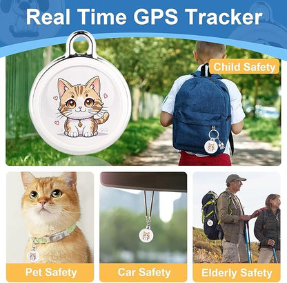 2025 New GPS Tracker for Vehicles – Real-Time Global Coverage Tracking Device for Cars, Kids, and Pets | Long Battery Life, No Monthly Fees & No SIM Card Required（Cat Style）