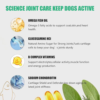 Dog Vitamins and Supplements, 16 in 1 Multivitamins Essential Dog Vitamin Minerals Chewable with Omega-3 Fish Oil Glucosamine Probiotics for Pet Hip Joint Skin Coat Digestion Health, 120 Chews