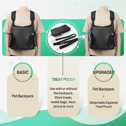 YUDODO Dog Front Backpack Carrier 5-15 lbs, Soft Breathable Pet Front Facing Carrier with Adjustable Straps, Multi-Pocket Design, for Small Dogs & Cats (Black)