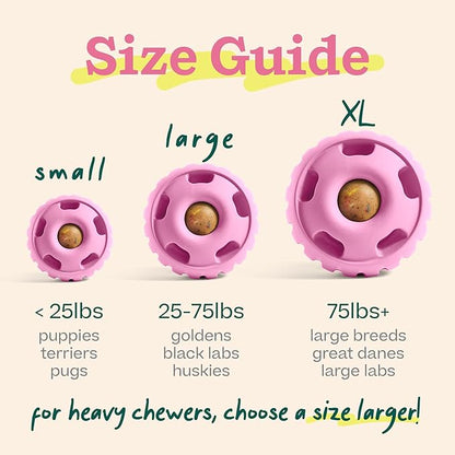 WOOF Party Pupsicle - Long-Lasting Interactive Dog Toys for Boredom - Low-Mess Design - Birthday Gifts for Dogs - Large Dog Toys - Party Pink