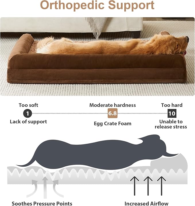 BFPETHOME Dog Beds for Large Dogs, Orthopedic Dog Bed for Medium Large Dogs,Big Waterproof Couch Pet Bed with Removable Washable Cover