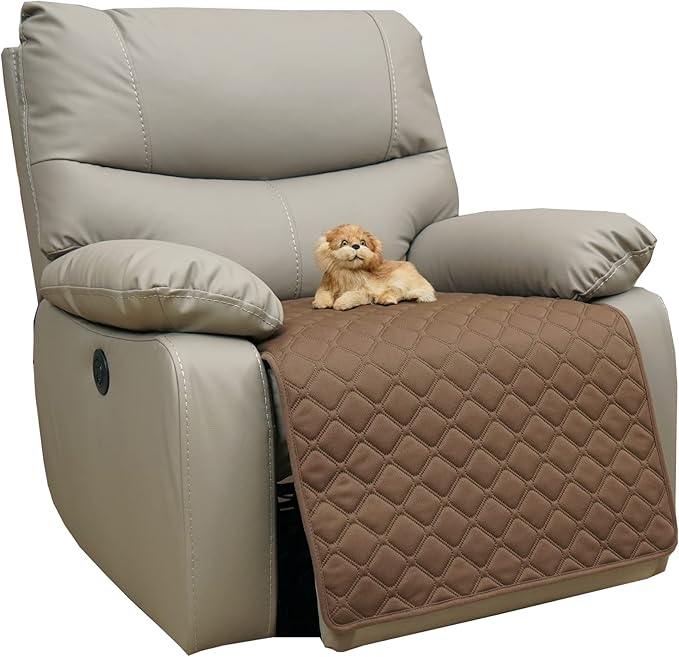 Eismodra Waterproof Recliner Chair Covers for Reclining Couch Slipcovers Seat Cushion,Anti-Slip Sofa Cover for Dogs Pets Furniture Protector Washable,Brown 23 x 35 inches (Only 1 Piece)