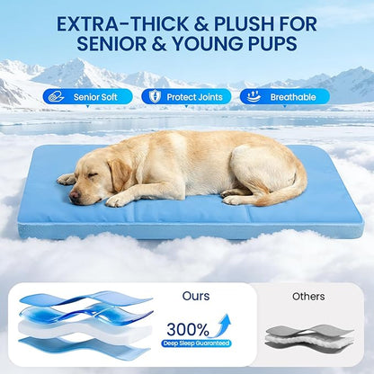 Orthopedic Dog Cooling Mat: Extra-Thick Self-Cooling with Removable Memory Foam & Non-Slip Bottom – Non-Toxic Gel – Indoor & Outdoor Summer Use for Dogs & Cats from 46-80 lbs
