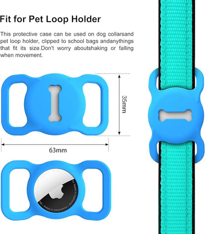 for Airtag Dog Collar Holder, Air Tag Protective Cat Airtag Dog Collar,Silicone AirTags GPS Tracking Accessories,Air Tags with Bone Pattern (1 Pack(Blue))