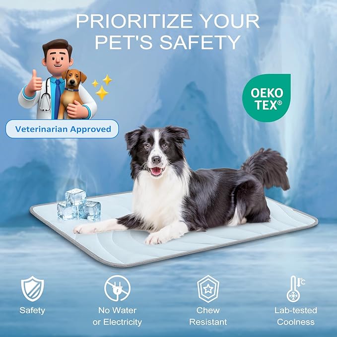Cozyide Dog Cooling Mat, Medium Cooling Mat for Dogs, Reversible Pad for Pet, 28" L x 22" W, Blue