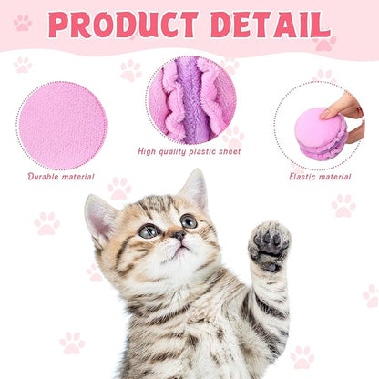 Eccliy 6 Pcs Macarons Catnip Cat Toys for Indoor Interactive Cat Chew Toys Kitten Chew Supplies for Kitty Lover Gifts Interactive Plush for Boredom Relief Indoor Exercise, 6 Colors