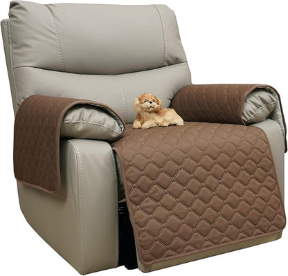 Eismodra Waterproof Recliner Chair Covers for Reclining Couch Slipcovers Seat Cushion,Anti-Slip Sofa Cover for Dogs Pets Furniture Protector Washable,Brown Set (3 Pieces)