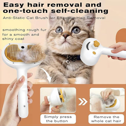 Pet Steam Brush for Dog & Cat – 3-in-1 Spray Hair Removal Comb – Steam for Shedding & Grooming – Water Brush for Long & Short Haired Pets – Spritz Defur Comb – Includes Waterless Shampoo and Eye Wipes