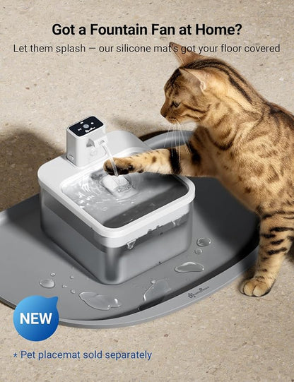 DownyPaws Cat Water Fountain Cordless, 84oz/2.5L Fursink Wireless Pet Water Fountains for Cats Indoor, Battery Operated Cat Drinking Fountain with Motion Sensor, Ultra Quiet Pump, BPA-Free, White