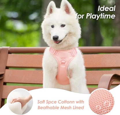 No Pull Dog Harness, Puppy Vest with Front Clip for Small Medium Large Sized Dog(Light Pink,L)