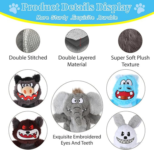 Bzonsmart Dog Squeaky Toys Tough Plush Chew Toys Bundle for Small Medium Large Dogs Interactive Dog Toys to Keep Them Busy Durable Dog Toys for Teething Chewing Playing Training