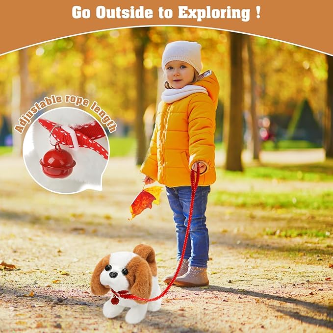 KSABVAIA Plush Saint Bernard Toy Puppy Electronic Interactive Dog - Walking, Barking, Tail Wagging, Stretching Companion Animal for Kids Toddlers