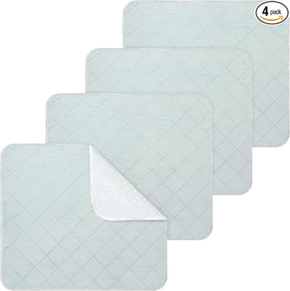 Waterproof Chair Pads for Incontinence, 4 Pack Reusable Seat Protector Pads 18" x 16", Absorbent Wheelchair Pad Covers, Washable Chair Pads for Adults, Kids & Pets - Gray